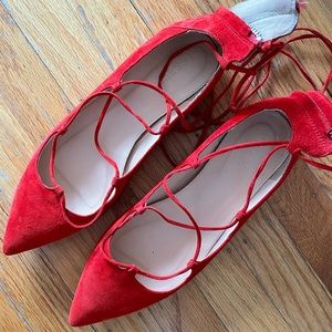 Rarely used red scrappy flats j crew